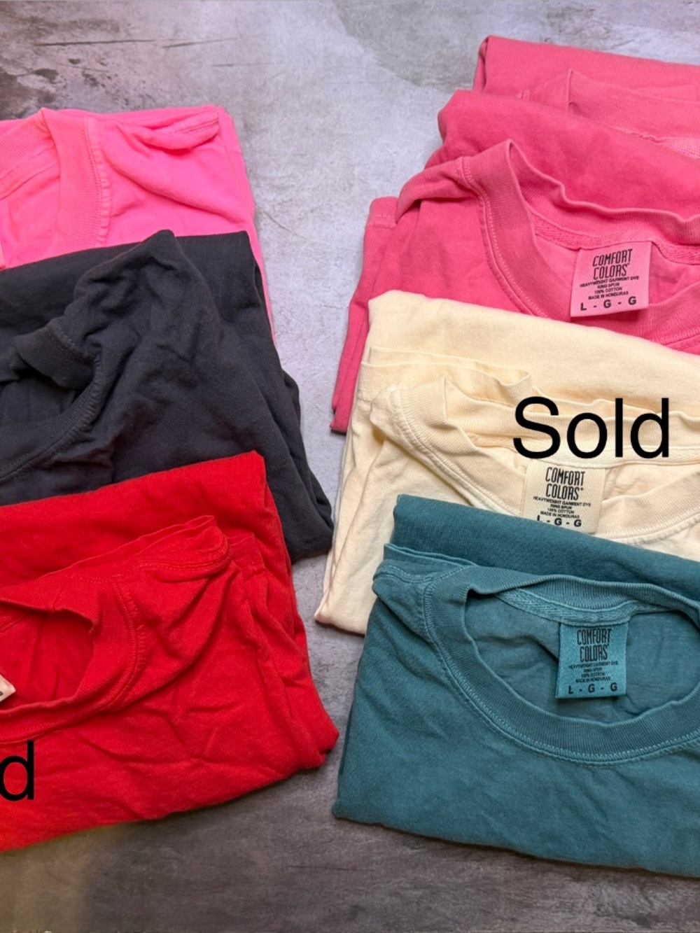 5- Large Comfort Colors Blank Cotton T-Shirts